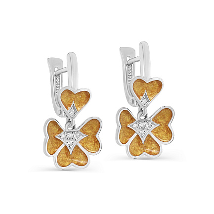 Серьги с английским замком из серебра с фианитами