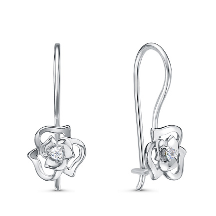 Серьги с французским замком из серебра с фианитами