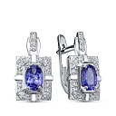 Серьги из белого золота с бриллиантами, танзанитами