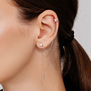 Серьга одиночная из серебра с фианитами