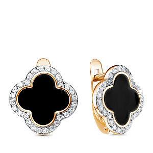 Серьги с английским замком из серебра с фианитами