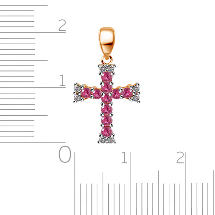 Крест из красного золота с рубинами и бриллиантами