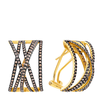 Серьги из желтого золота с бриллиантами