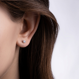 Серьги Пусеты из серебра с фианитом