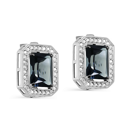 Серьги с английским замком из белого золота с бриллиантами