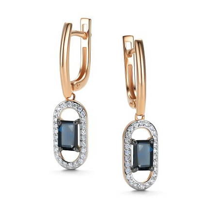 Серьги с английским замком из красного золота с бриллиантами