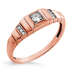 Кольцо из красного золота с бриллиантами