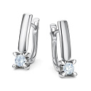 Серьги с английским замком из белого золота с бриллиантами