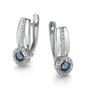 Серьги с английским замком из белого золота с бриллиантом