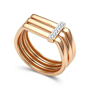 Кольцо из красного золота с бриллиантом