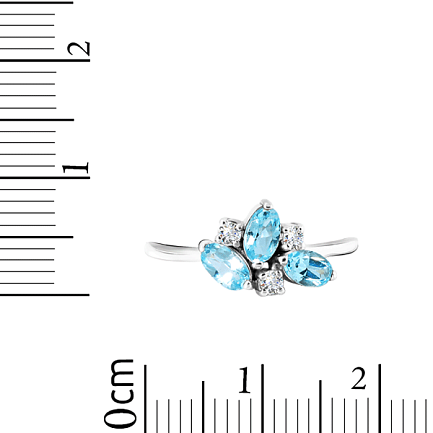 Кольцо из белого золота с топазом, фианитом