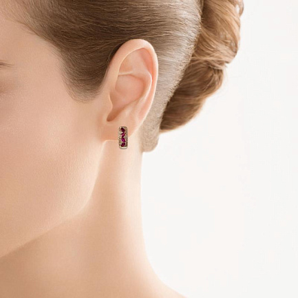 Серьги с английским замком из желтого золота с бриллиантами