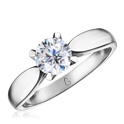 Кольцо помолвочное из белого золота с бриллиантом