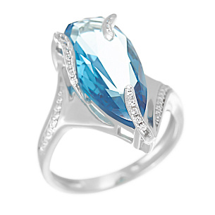 Кольцо из серебра с ситал и циркониями