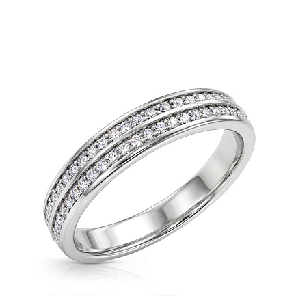 Кольцо обручальное из белого золота с бриллиантами