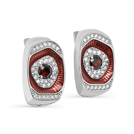 Серьги с английским замком из серебра с фианитами