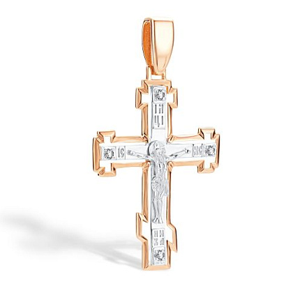 Крест из красного золота с бриллиантами
