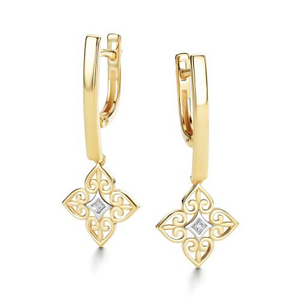 Серьги с английским замком из желтого золота