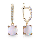 Серьги с английским замком из желтого золота с бриллиантами