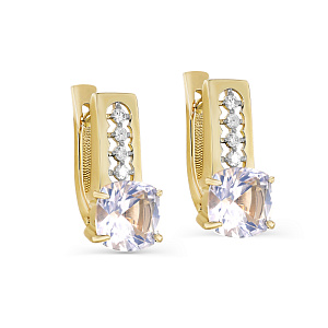 Серьги с английским замком из желтого золота с бриллиантами