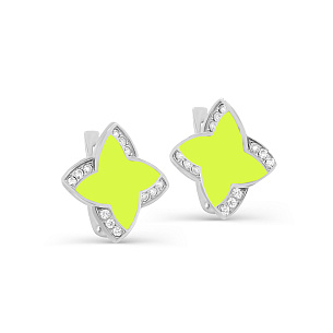 Серьги с английским замком из серебра с фианитом