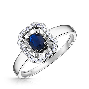 Кольцо из белого золота с сапфиром
