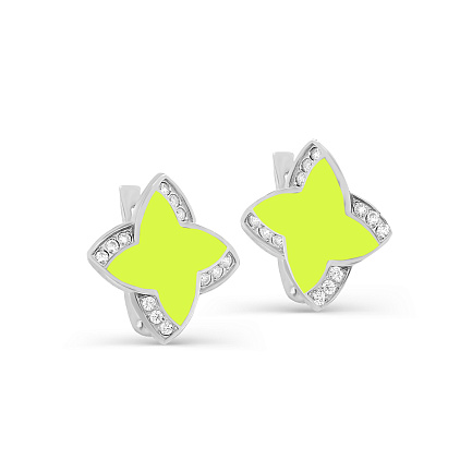 Серьги с английским замком из серебра с фианитами