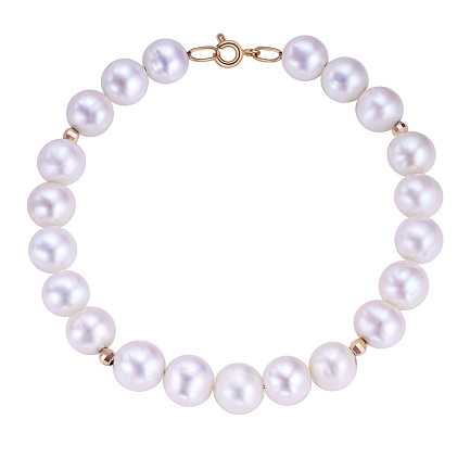 Браслет декоративный из красного золота с жемчугом