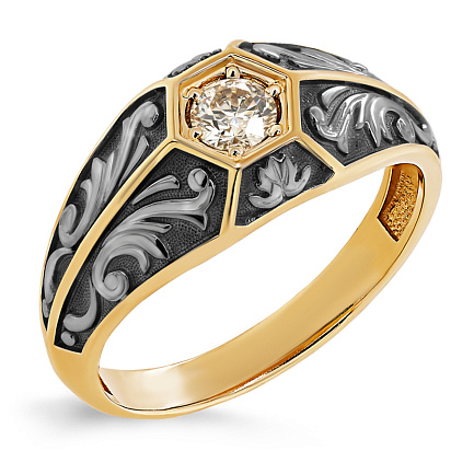 Кольцо из желтого золота с бриллиантом