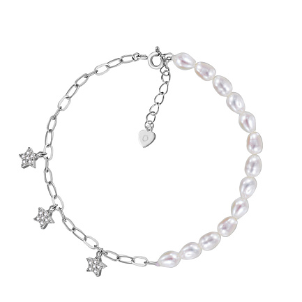 Браслет декоративный из серебра с фианитом