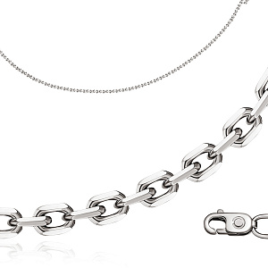 Цепь автомат из серебра, плетение якорное
