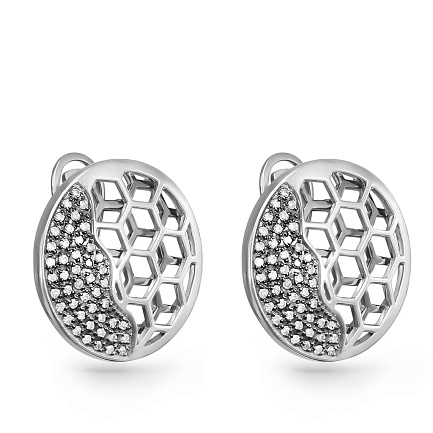 Серьги с английским замком из серебра с фианитами