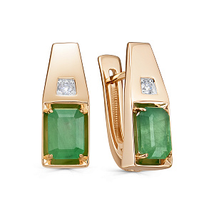 Серьги с английским замком из красного золота с бриллиантами