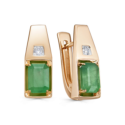 Серьги с английским замком из красного золота с бриллиантами