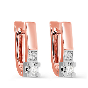 Серьги с английским замком из красного золота с бриллиантами