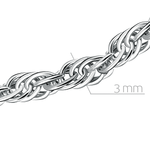 Цепь автомат из серебра, плетение тройное кордовое