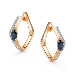 Серьги с английским замком из красного золота с бриллиантом