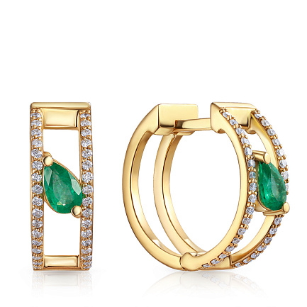 Серьги из желтого золота с бриллиантами