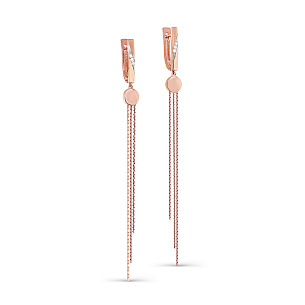 Серьги с английским замком из красного золота с бриллиантом