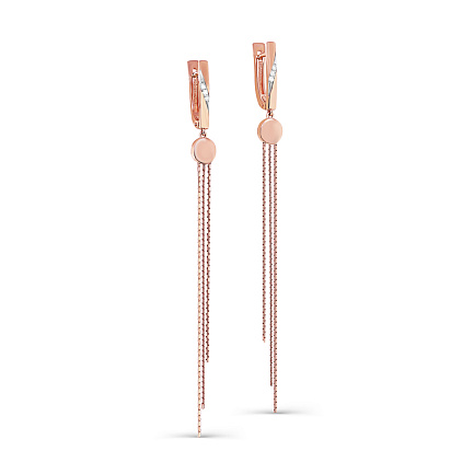 Серьги с английским замком из красного золота с бриллиантами