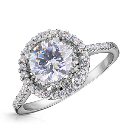 Кольцо из серебра с фианитом