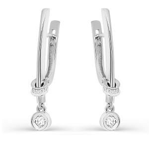 Серьги с английским замком из белого золота с бриллиантами