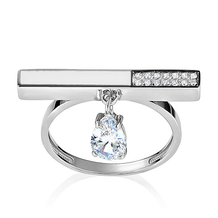 Кольцо из серебра с фианитами