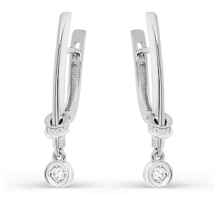 Серьги с английским замком из белого золота с бриллиантами