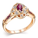 Кольцо из красного золота с бриллиантами, рубином