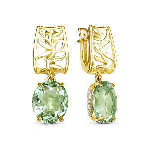 Серьги с английским замком из желтого золота с бриллиантами