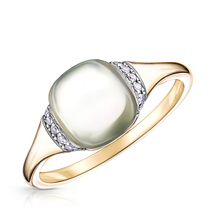 Кольцо из желтого золота с бриллиантами, аметистом