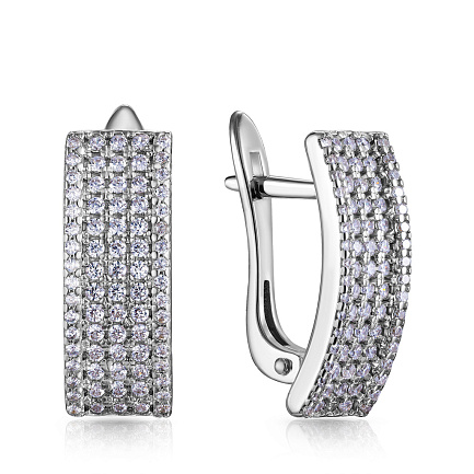 Серьги с английским замком из серебра с фианитом