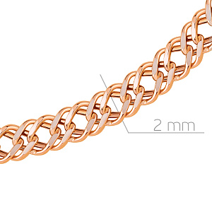 Цепь автомат из красного золота, плетение двойной ромб