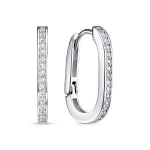 Серьги с английским замком из серебра с фианитами